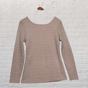 Jennifer Lopez Sequin Top Women’s Medium Blush Long Sleeve Knit